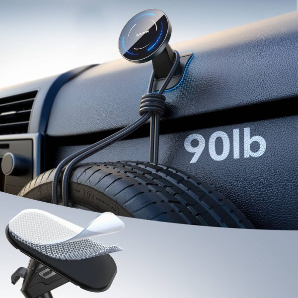 MagSafe bezvadu automašīnas lādētājs tālrunim uz paneļa - melns