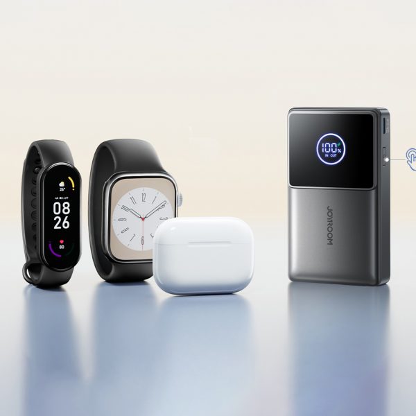 Powerbank 10000mAh 22.5W ar ievelkamu USB-C kabeli - melns