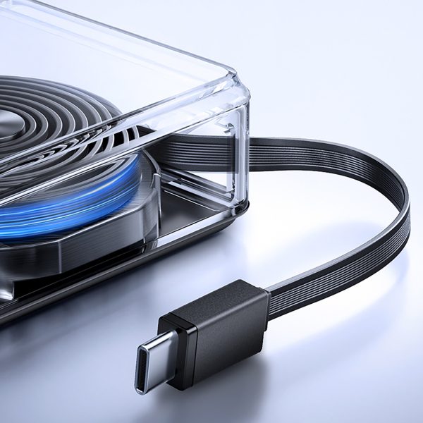 Powerbank 10000mAh 22.5W ar ievelkamu USB-C kabeli - melns