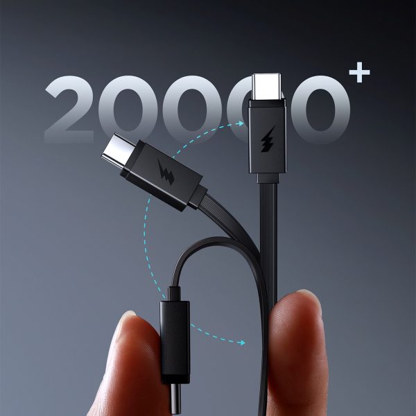 Powerbank 10000mAh 22.5W ar ievelkamu USB-C kabeli - melns