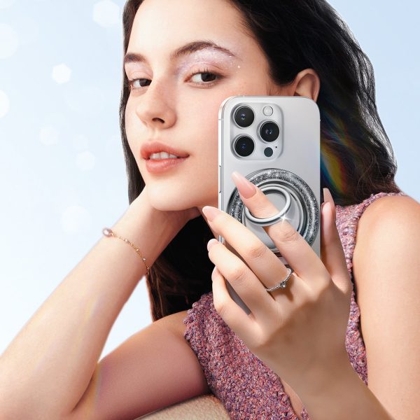 Magnētiskais gredzena turētājs telefonam - melns