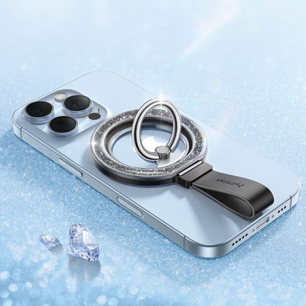 Magnētiskais gredzena turētājs telefonam - melns