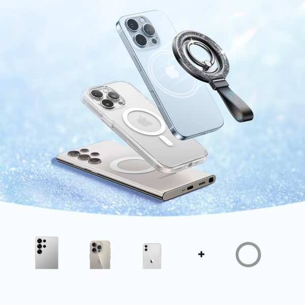 Magnētiskais gredzena turētājs telefonam - melns