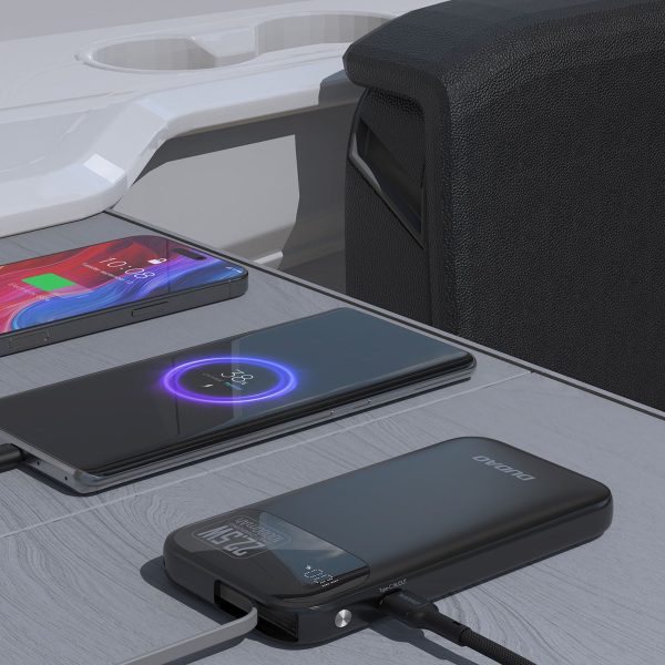 K31 10000 mAh 22,5 W PD Powerbank ar iebūvētu kabeli - melns