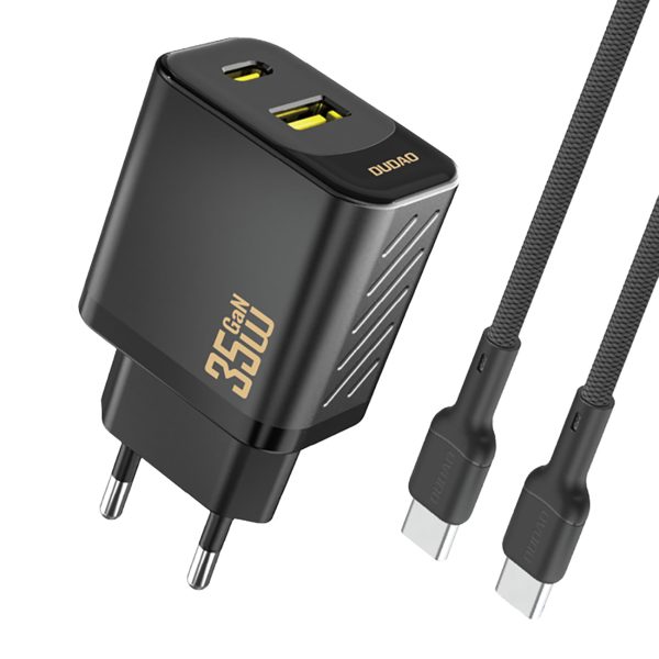 Sienas lādētājs ar USB-C kabeli 1m 35W - melns