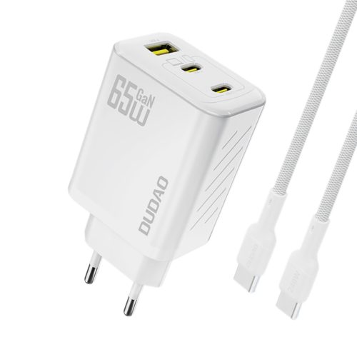 1030245-1-ladowarka-sieciowa-gan-z-kablem-usb-c-1m-65w-bial-dudao-hurtownia-dropshipping.jpg GaN sienas lādētājs ar USB-C kabeli 1m 65W - balts