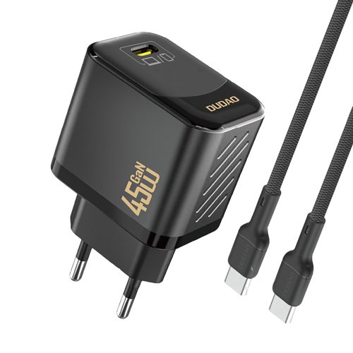 1030247-1-ladowarka-sieciowa-gan-z-kablem-usb-c-45w-czarna-dudao-hurtownia-dropshipping.jpg GaN sienas lādētājs ar USB-C kabeli 45W - melns