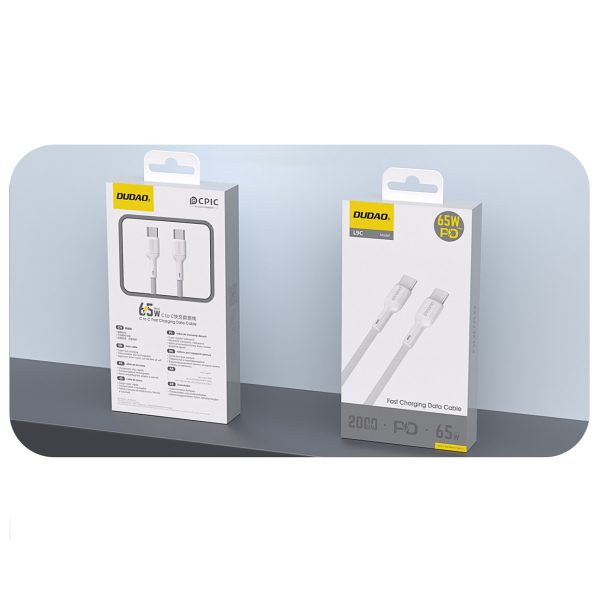 USB-C 65W 1m kabelis - balts