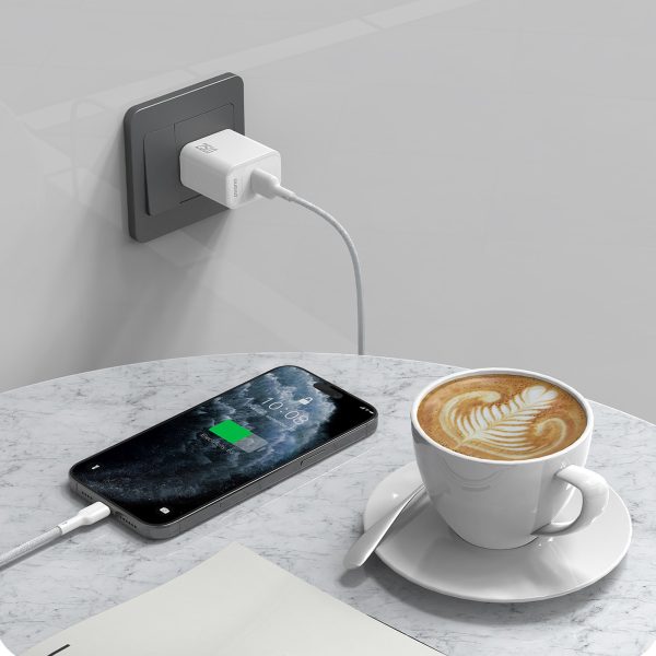 USB-A - USB-C 5A 1 m kabelis - balts