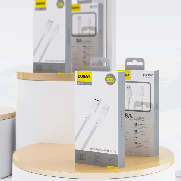 USB-A - USB-C 5A 1 m kabelis - balts