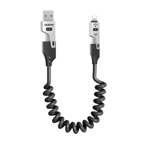 1030265-1-kabel-przewod-spiralny-4w1-usb-a-usb-c-lightni-dudao-hurtownia-dropshipping.jpg 4-in-1 spirālveida kabelis USB-A / USB-C - Lightning / USB-C - melns