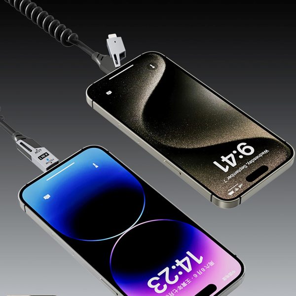 1030265-7-kabel-przewod-spiralny-4w1-usb-a-usb-c-lightni-dudao-hurtownia-dropshipping.jpg 4-in-1 spirālveida kabelis USB-A / USB-C - Lightning / USB-C - melns