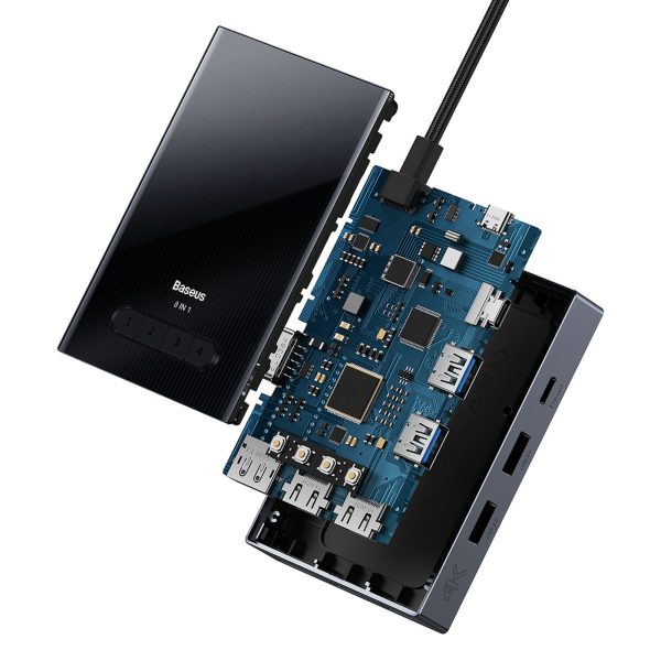 1030274-5-8w1-hub-adapter-hdmi-displayport-vga-usb-a-usb-c-baseus-hurtownia-dropshipping.jpg 8in1 centrmezgla adapteris HDMI DisplayPort VGA USB-A USB-C - pelēks