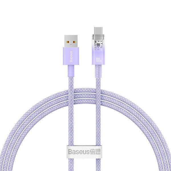 Explorer kabelis ar temperatūras sensoru USB-A USB-C 100W 1m - violets