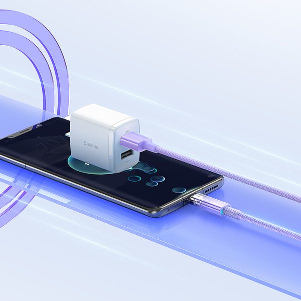 Explorer kabelis ar temperatūras sensoru USB-A USB-C 100W 1m - violets