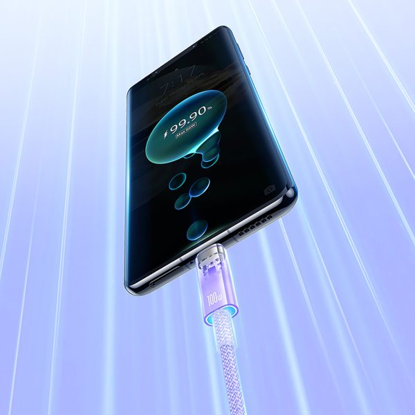 Explorer kabelis ar temperatūras sensoru USB-A USB-C 100W 1m - violets