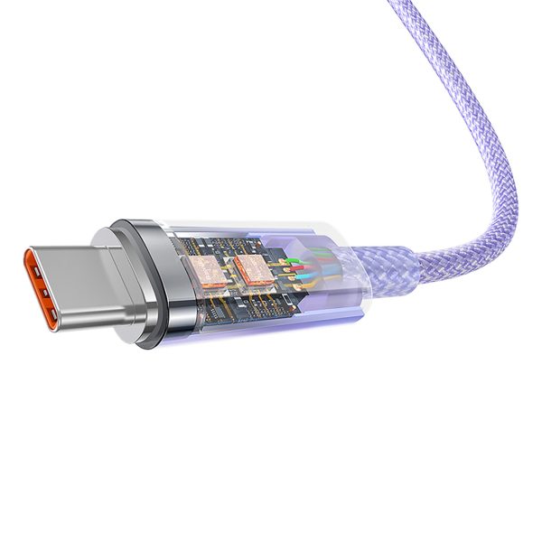 Explorer kabelis ar temperatūras sensoru USB-A USB-C 100W 1m - violets