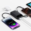 Powerbank 10000mAh 22.5W ar displeju USB-C iPhone Lightning kabeļi - melni