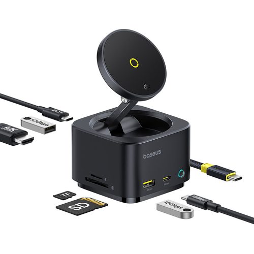 1030289-1-7w1-hub-z-ladowarka-bezprzewodowa-hdmi-usb-a-usb-c-baseus-hurtownia-dropshipping.jpg 7in1 centrmezgls ar bezvadu lādētāju HDMI USB-A USB-C SD TF MagSafe 15W - melns