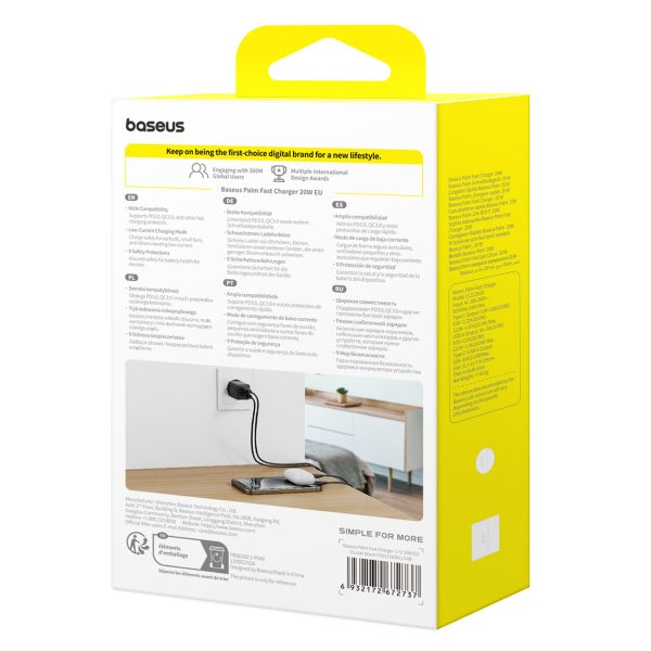 Palm 20W USB-C USB-A sienas lādētājs - melns