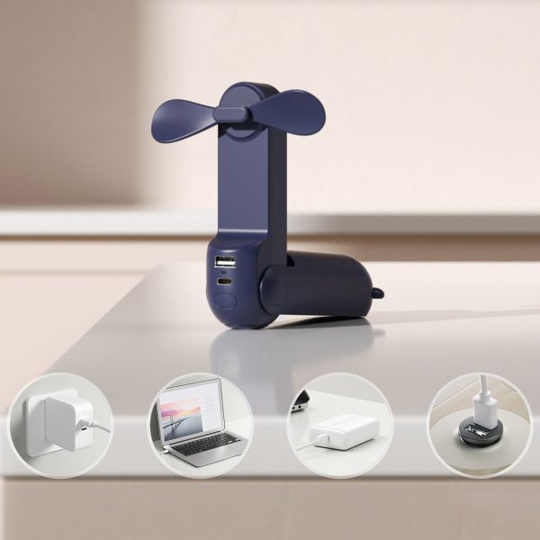 1030312-2-mini-wentylator-wiatrak-przenosny-z-funkcja-powerb-jisulife-hurtownia-dropshipping.jpg Mini portatīvais ventilators ar lādētāja funkciju un lukturīti USB-A USB-C 2000mAh - zils