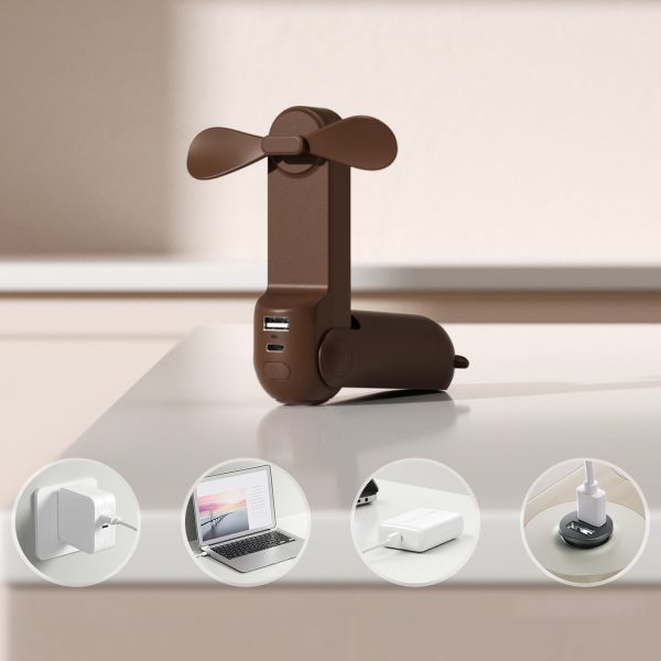 1030313-2-wiatrak-przenosny-mini-wentylator-powerbank-latark-jisulife-hurtownia-dropshipping.jpg Pārnēsājams mini ventilators ar iebūvētu lādētāju un lukturīti USB-A, USB-C, 4500mAh - brūns