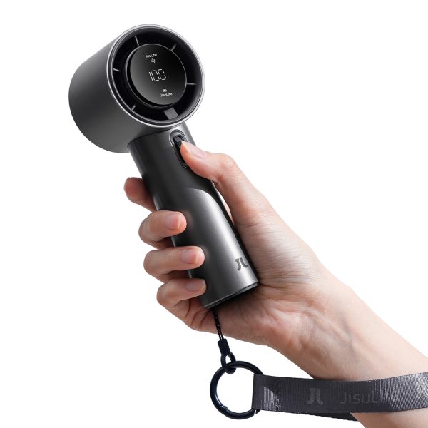 Mini ventilators ar pārnēsājamu metāla USB-C 5000mAh ventilatoru - tumši pelēks