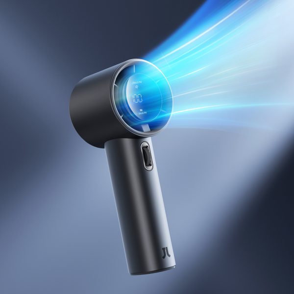 Mini ventilators ar pārnēsājamu metāla USB-C 5000mAh ventilatoru - tumši pelēks