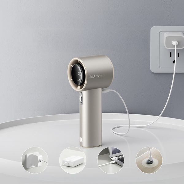 Mini ventilators, pārnēsājams metāla ventilators, USB-C, 5000mAh, gaiši brūns