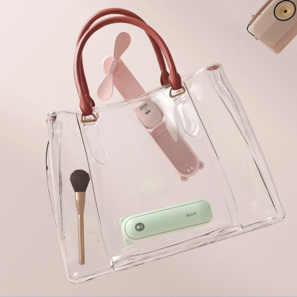 Pārnēsājams mini ventilators ar iebūvētu lādētāju un lukturīti USB-A, USB-C, 4500mAh - zaļš