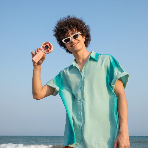 Mini rokas ventilators USB-C 3600mAh - rozā