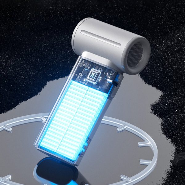 Mini ventilators, pārnēsājams, USB-C, 3600mAh, pelēks