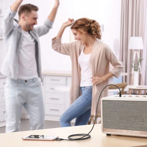 Stereo AUX mini ligzdas kabelis 3,5 mm 1 m - melns