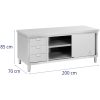 10011668-5.jpg Nerūsējošā tērauda grīdas skapis ēdināšanas uzņēmumiem ar 3 atvilktnēm, bīdāmām durvīm, 200x70cm