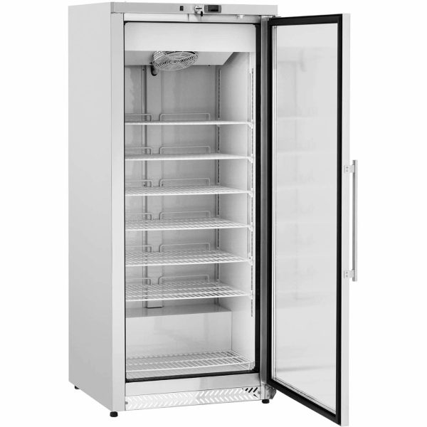 Saldētavas skapis, stikla saldētava, 7 plaukti, 580 l, 492 W - sudrabkrāsas