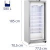 Saldētavas skapis, stikla saldētava, 7 plaukti, 580 l, 492 W - sudrabkrāsas