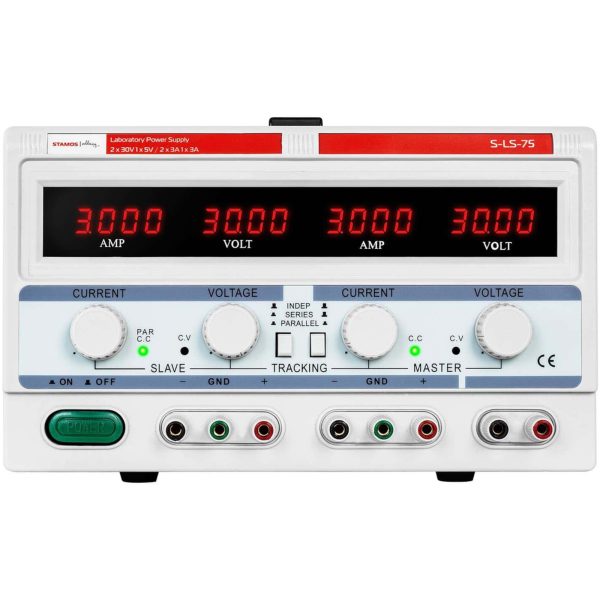 Laboratorijas barošanas avots 3 kanāli 0–30 V 0–3 A DC