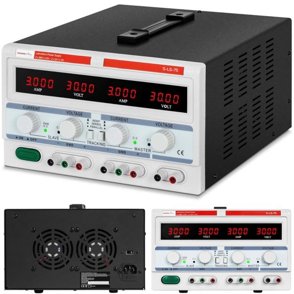 Laboratorijas barošanas avots 3 kanāli 0–30 V 0–3 A DC