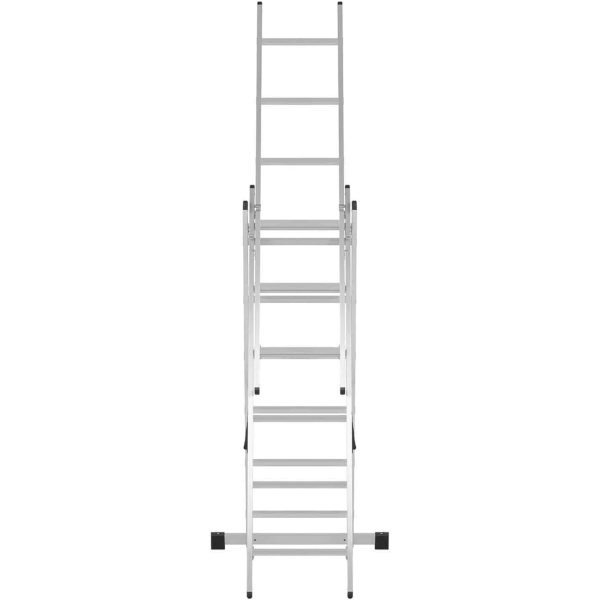 Alumīnija saliekamās kāpnes, 3 x 6 pakāpieni, augstums 321 cm, līdz 150 kg