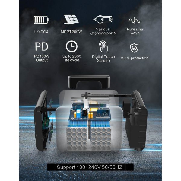 Pārnēsājama USB barošanas stacija 1,4 kW 1400 W 20 Ah DC 12 V AC 100–230 V