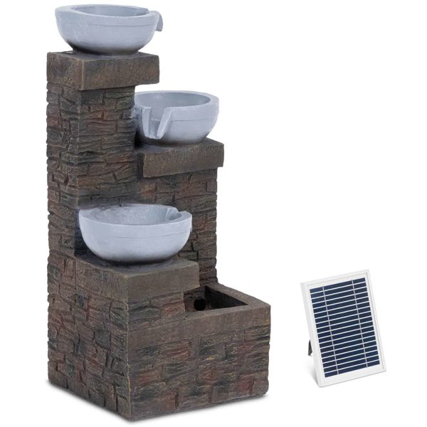 10090521-1.jpg Saules dārza strūklaka ar LED apgaismojumu, 3 bļodas, 3 W