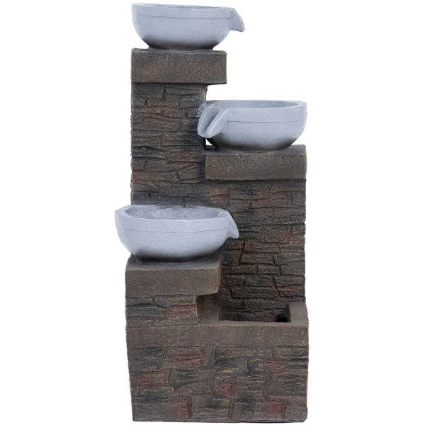 10090521-3.jpg Saules dārza strūklaka ar LED apgaismojumu, 3 bļodas, 3 W