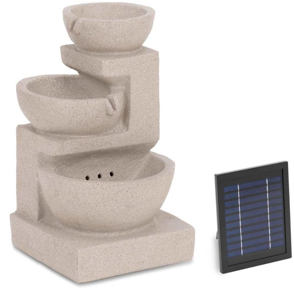 10090530-1.jpg Saules dārza kaskādes strūklaka ar LED apgaismojumu, 3 bļodas, 2 W