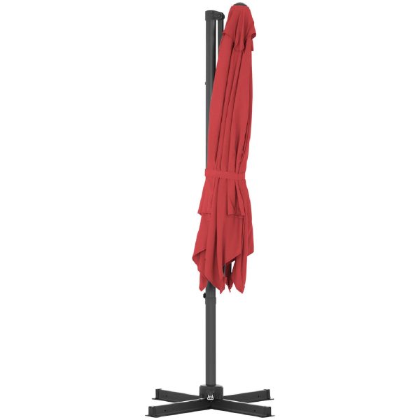 Sānu dārza saulessargs ar roku, kvadrātveida, 250 x 250 cm, bordo krāsā
