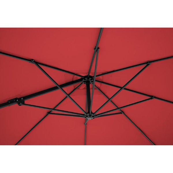 Sānu dārza saulessargs ar roku, kvadrātveida, 250 x 250 cm, bordo krāsā