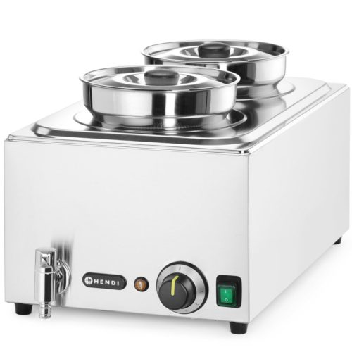 201473-1-hendi-bemar-elektryczny-podgrzewacz-do-zup-hurtownia-dropshipping.jpg Elektriskais zupas sildītājs Bain-marie ar traukiem 2 x 4 l 1000 W