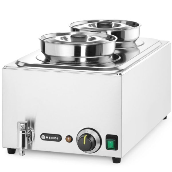 201473-1-hendi-bemar-elektryczny-podgrzewacz-do-zup-hurtownia-dropshipping.jpg Elektriskais zupas sildītājs Bain-marie ar traukiem 2 x 4 l 1000 W