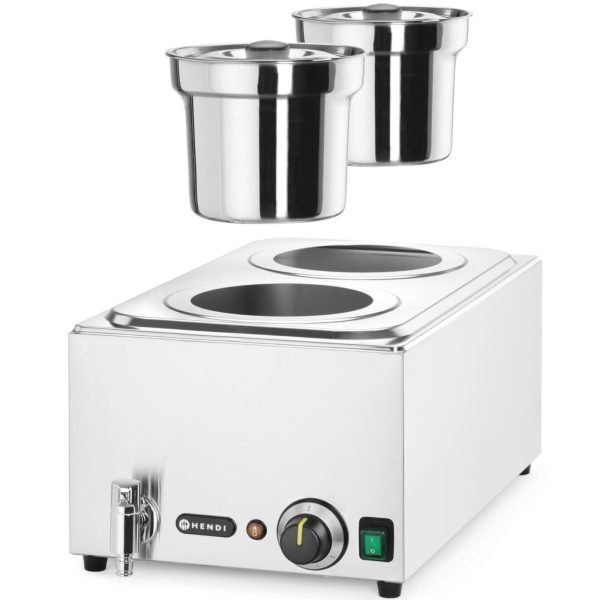 201473-4-hendi-bemar-elektryczny-podgrzewacz-do-zup-hurtownia-dropshipping.jpg Elektriskais zupas sildītājs Bain-marie ar traukiem 2 x 4 l 1000 W