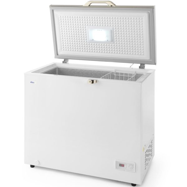 233856-4-hendi-zamrazarka-skrzyniowa-zamykana-na-klucz-hurtownia-dropshipping.jpg Noslēdzama saldētava ar LED apgaismojumu, 190 l, 120 W