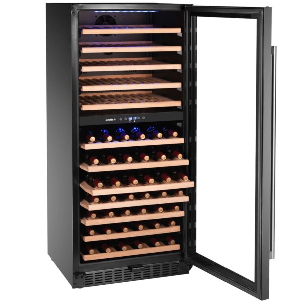 2 zonu vīna dzesētājs 124 pudelēm, 265 l, 570x595x1400 mm